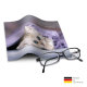 Brillenputztuch mit Designmotiv Katzen blau