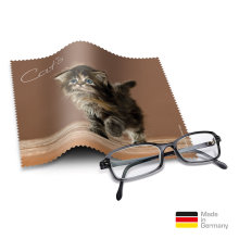 Brillenputztuch mit Designmotiv Katzen weiß