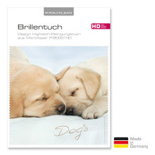 Brillenputztuch mit Designmotiv Hunde weiß