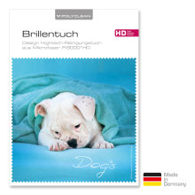 Brillenputztuch mit Designmotiv Hunde blau