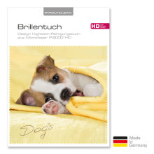 Brillenputztuch mit Designmotiv Hunde gelb