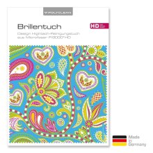 Brillenputztuch mit Designmotiv Paisley blau