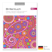 Brillenputztuch mit Designmotiv Paisley rot