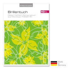 Brillenputztuch mit Designmotiv Blumen grün