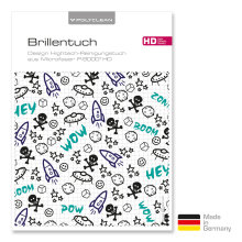 Brillenputztuch mit Designmotiv Scribbles Wow