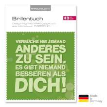 Brillenputztuch mit Designmotiv Sprüche Versuche nie