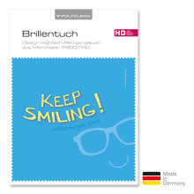 Brillenputztuch mit Designmotiv Sprüche Keep smiling